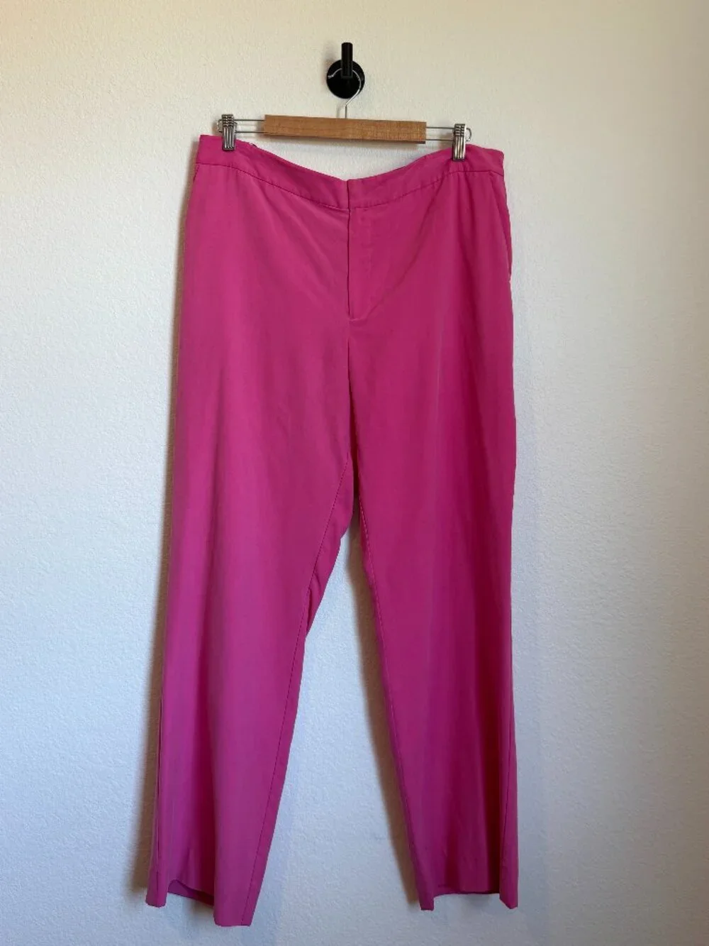 Lauren Ralph Lauren 100% Silk Hot Pink Wide Leg Trousers Size 16